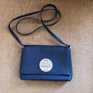Kate Spade Newbury Lane Sally Navy Crossbody Bag Leather Silver Hardware